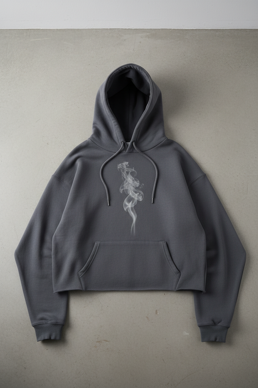 Quiet Smoke Crop Hoodie